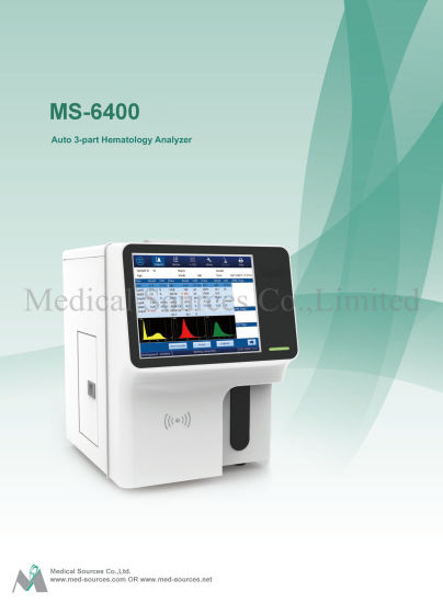 Analizador de hematología de prueba de sangre diferencial automático completo de 3 partes Ms-6400